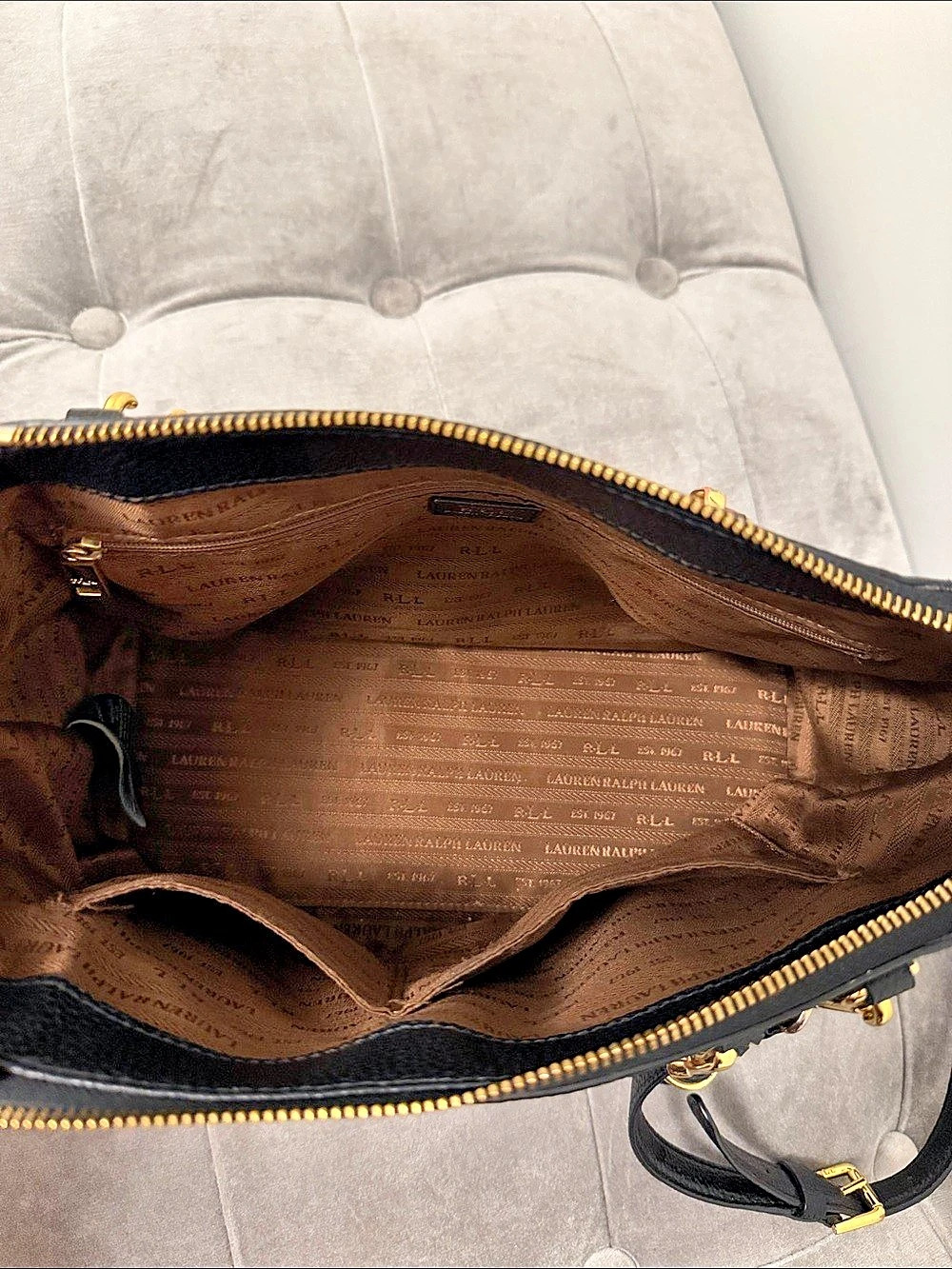 Ralph Lauren RL Logo Tote Black Tote with Tassel Like New - Picture 8 of 10